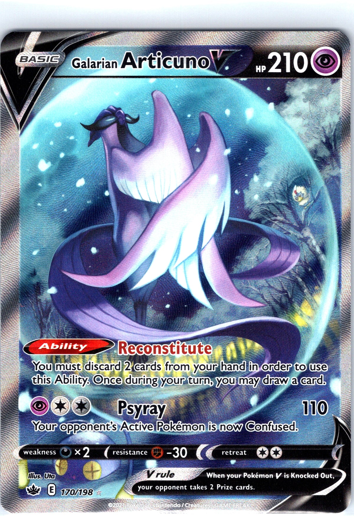 Galarian Articuno V 170/198, Chilling Reign, Alternate Art