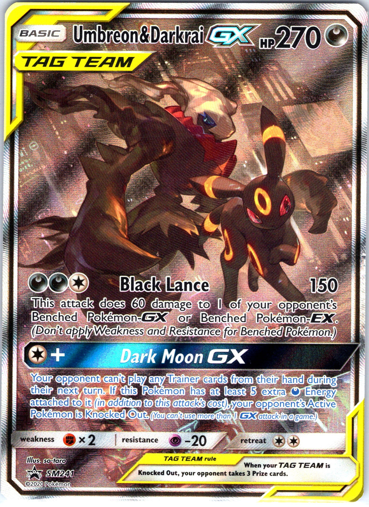 Umbreon & Darkrai GX SM241, Black Star Promo, Alternate Art