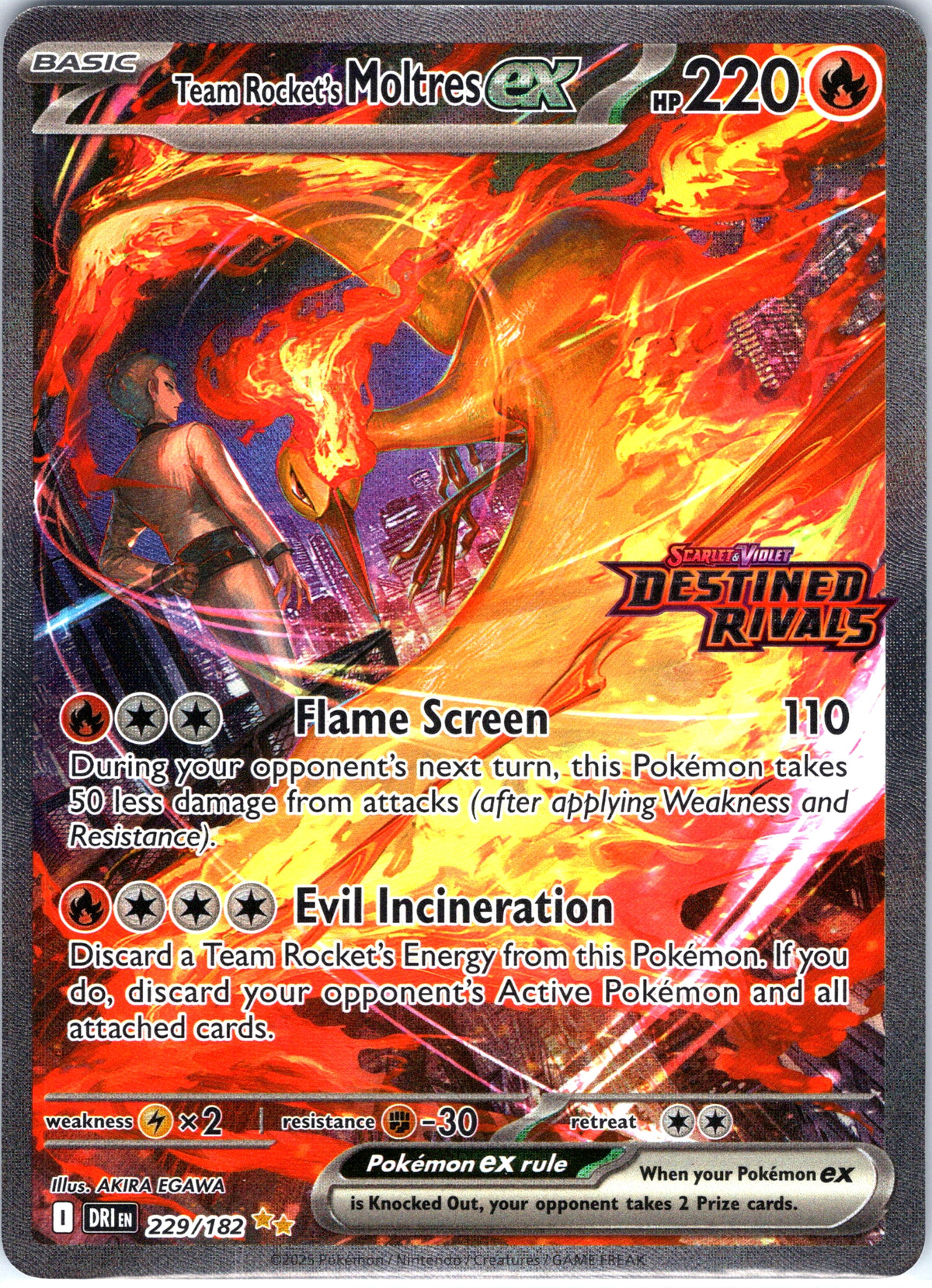 Team Rocket's Moltres EX 229/182, Destined Rivals, Special Illustration Rare