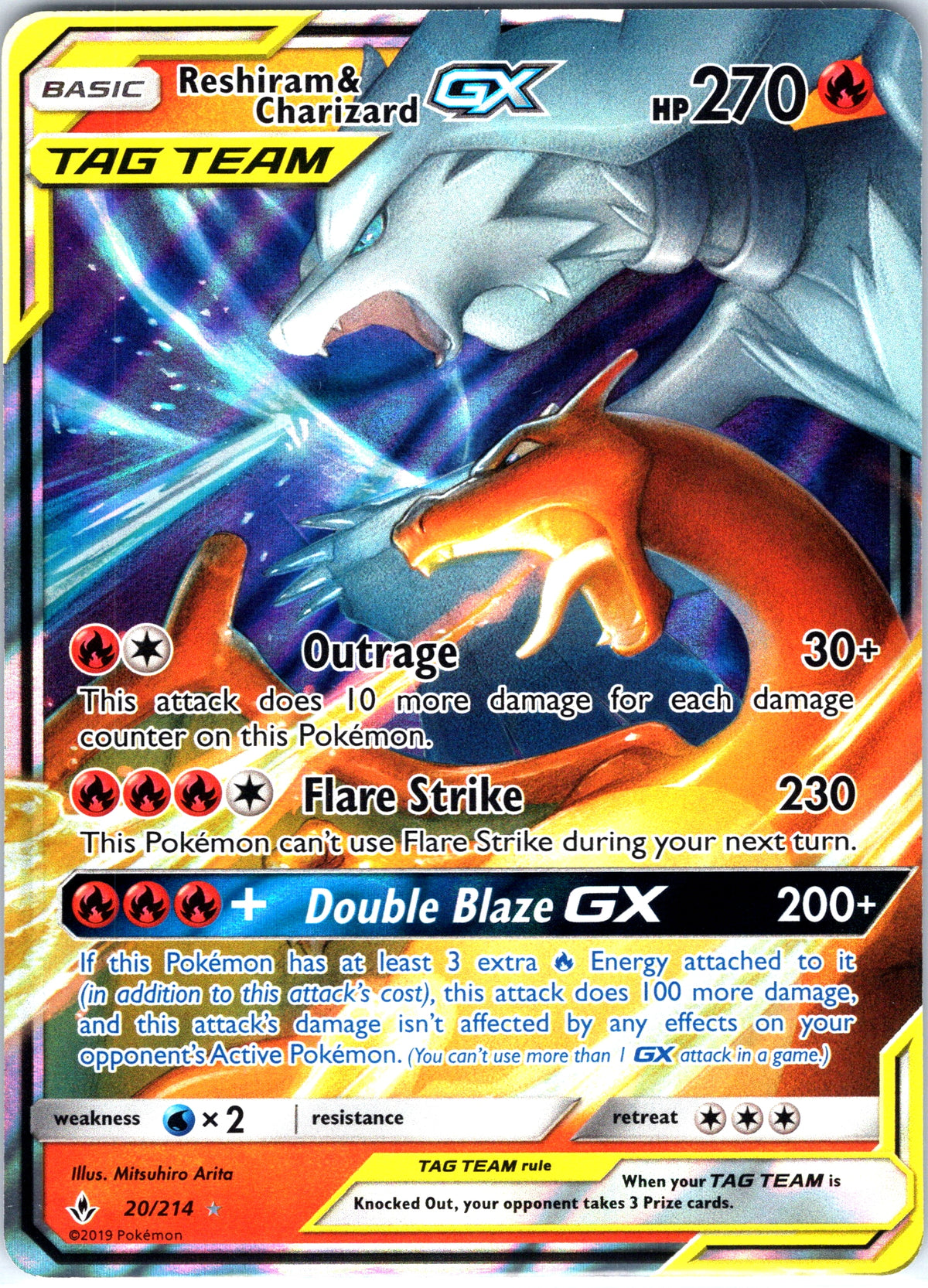 Reshiram & Charizard GX 20/214, Unbroken Bonds, Ultra Rare