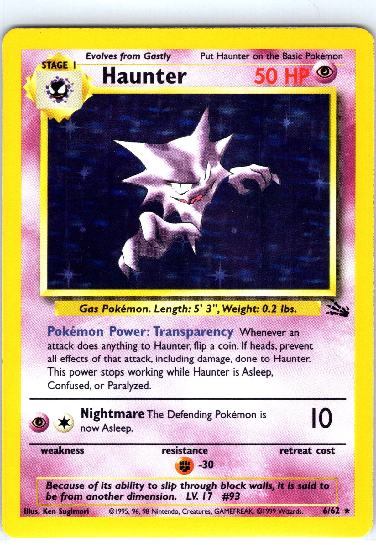 Haunter 6/62, Fossil Unlimited, Holo Rare