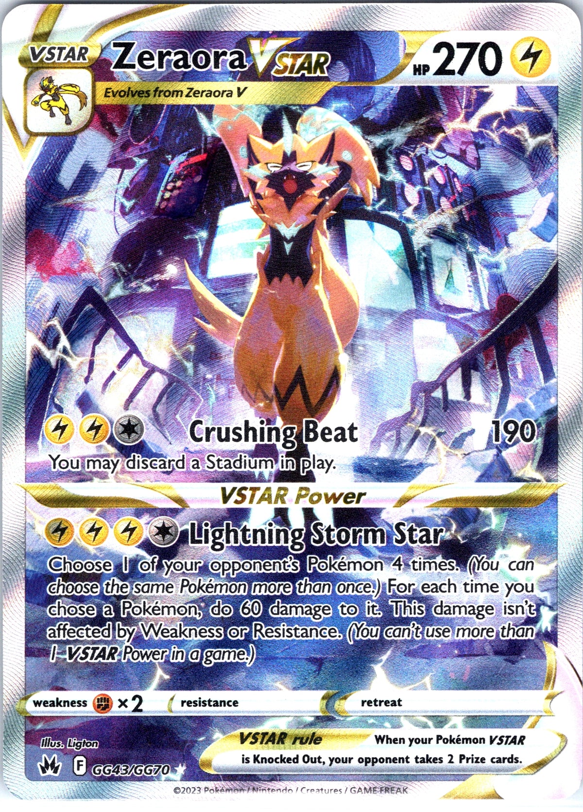Zeraora VSTAR GG43/GG70, Crown Zenith, Alternate Art