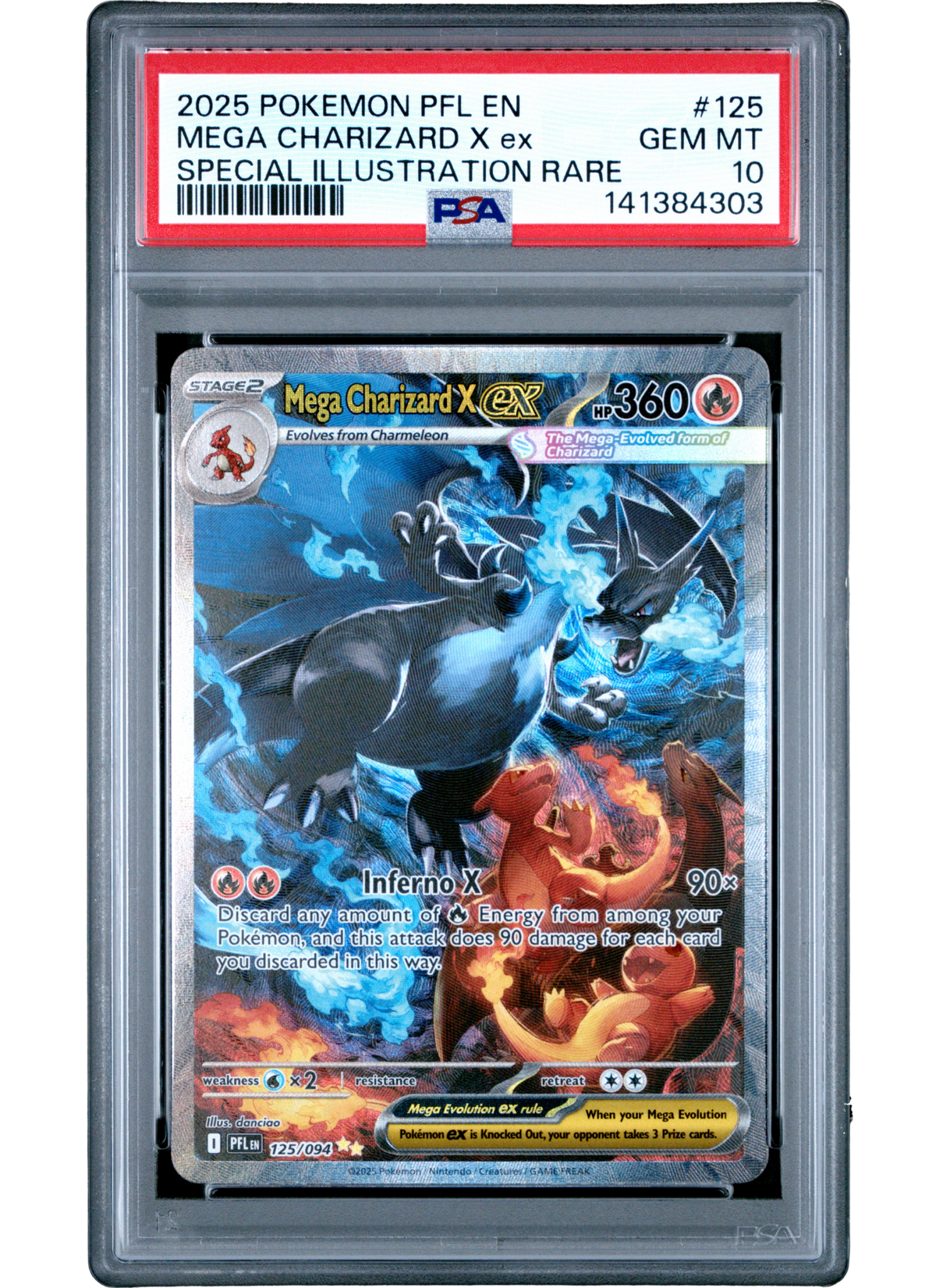 Mega Charizard X Ex 125/094, Phantasmal Flames, PSA 10